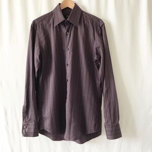 BOSS Hugo Boss plum stripe button up shirt 39/15.5